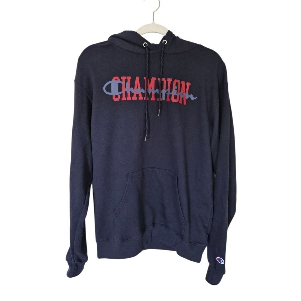 Champion Eco Sweatshirt Mens Medium Blue Hoodie Long Sleeve Adult